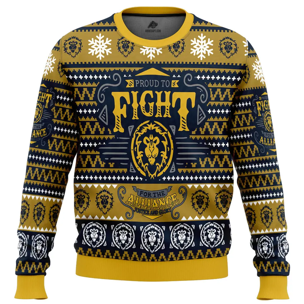 World of warcraft fight for alliance ugly christmas sweater